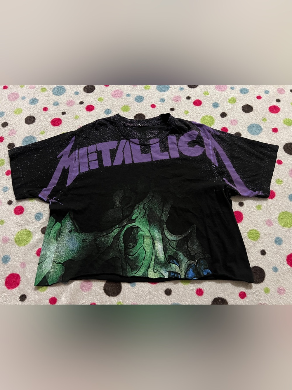 Black Metallica Crop Top